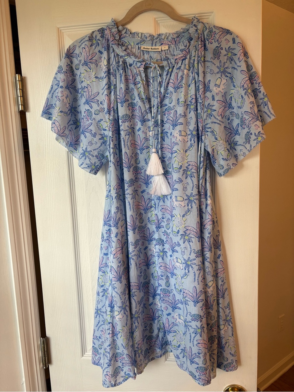 Roller Rabbit Pastel Blue Floral Tassel Tunic